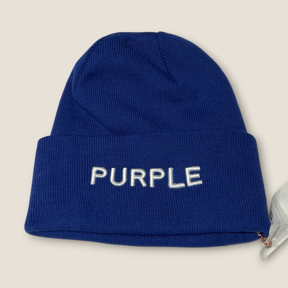 Purple Brand Blue Acrylic Ribbed Knit Skull Cap Skully Hat Unisex Size OS